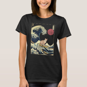 Amerikaanse Korthaar Kat Kanagawa Wave Funny Surf T-shirt