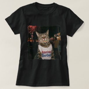 Amerikaanse Korthaar Kat Vuurwerk Lolly T-shirt