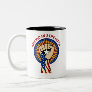 Amerikaanse Kracht – Verenigd Staan We T-Shirt Met Tweekleurige Koffiemok