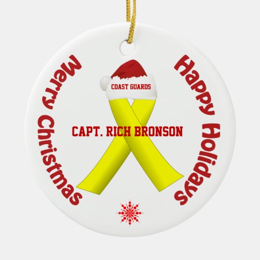 Amerikaanse kustwacht kerstversiering keramisch ornament (Voorkant)