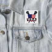 Amerikaanse Lacrosse Pin Vierkante Button 5,1 Cm (In situ)