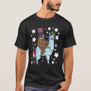 Amerikaanse Lama Luiaard USA Llamahoorn Dier 4e T-shirt