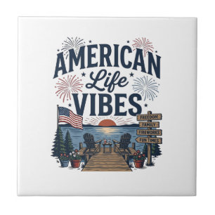 Amerikaanse Leven Vibes Patriottische Meer Vector  Tegeltje