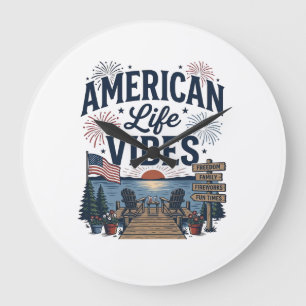 Amerikaanse Levensvibes Patriottische Meer Vector  Grote Klok