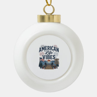 Amerikaanse Levensvibes Patriottische Meer Vector  Keramische Bal Ornament
