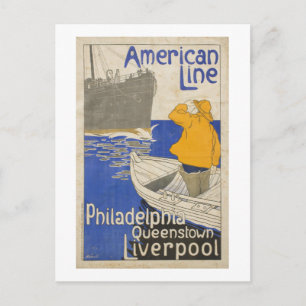 -Amerikaanse lijn Philadelphia Liverpool Oceaan Briefkaart