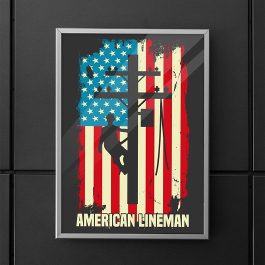 Amerikaanse Lineman Flag Electric Cable Patriot Poster