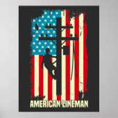 Amerikaanse Lineman Flag Electric Cable Patriot Poster (Voorkant)
