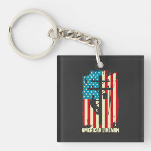 Amerikaanse Lineman Flag Electric Cable Patriot Sleutelhanger