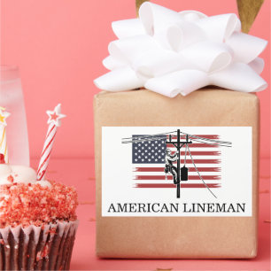 Amerikaanse Lineman-vlag – elektricien en nutsbedr Rechthoekige Sticker