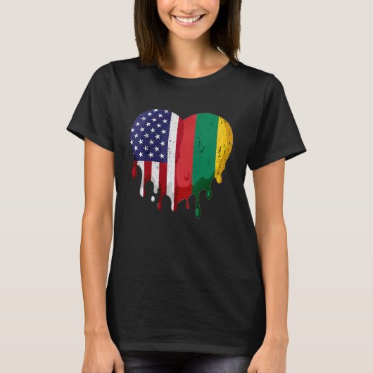 Amerikaanse Litouwse erfgoedmaand vlag T-shirt (Voorkant)