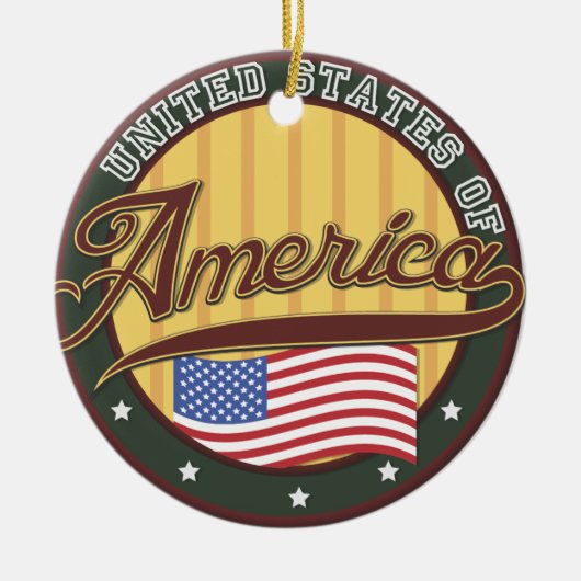 Amerikaanse logo reisposter keramisch ornament (Voorkant)