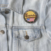 Amerikaanse logo-reisposter ronde button 5,7 cm (In situ)