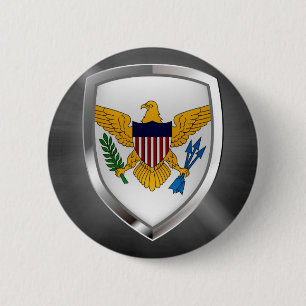 Amerikaanse Maagdeneilanden - Metallic Emblem Ronde Button 5,7 Cm
