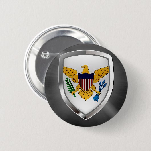 Amerikaanse Maagdeneilanden - Metallic Emblem Ronde Button 5,7 Cm (Voorkant /achterkant)