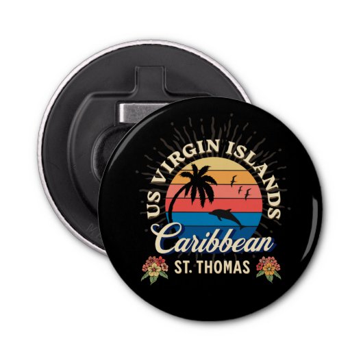 Amerikaanse Maagdeneilanden St. Thomas USVI tropis Button Flesopener (Voorkant)