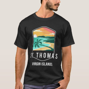 Amerikaanse Maagdeneilanden Strand Sunset Palm Tre T-shirt