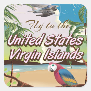 Amerikaanse Maagdeneilanden vintage reisposter Vierkante Sticker