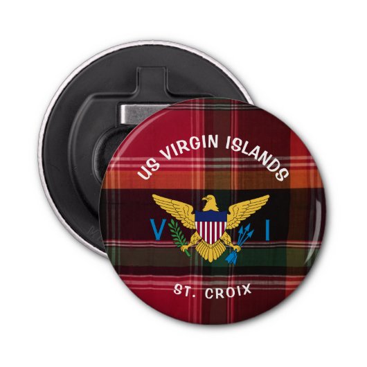 Amerikaanse Maagdeneilanden vlag St. Croix USVI Ma Button Flesopener (Voorkant)