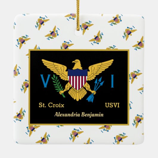 Amerikaanse Maagdeneilanden vlag St. Croix USVI pe Keramisch Ornament (Achterkant)