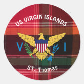 Amerikaanse Maagdeneilanden vlag St. Thomas Madras Ronde Sticker (Voorkant)