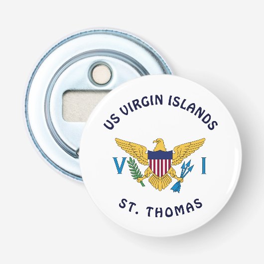 Amerikaanse Maagdeneilanden Vlag St. Thomas USVI Button Flesopener (Voorkant)