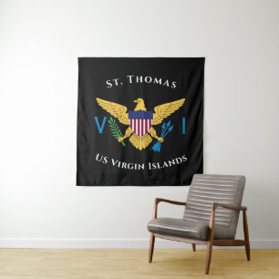 Amerikaanse Maagdeneilanden vlag St. Thomas USVI t Wandkleed