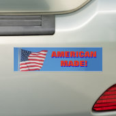 Amerikaanse made / Amerikaanse vlag Red Blue Bumpersticker (Op auto)