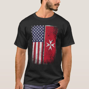 Amerikaanse Maltese vlag T-shirt Malta Heritage Cr