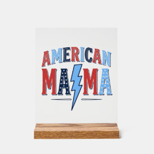 Amerikaanse Mama Patriottisch Vintage Gravure Shir Acryl Bord
