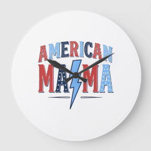 Amerikaanse Mama Patriottisch Vintage Gravure Shir Grote Klok