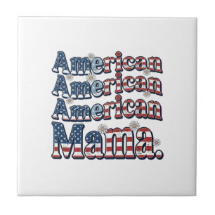 Amerikaanse Mama Patriottisch Vintage Gravure Shir Tegeltje