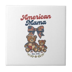 Amerikaanse Mama Patriottische Beer Patchwork Vect Tegeltje
