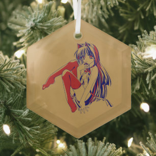 Amerikaanse Manga Neko Catgirl Kawaii Anime Glas Ornament