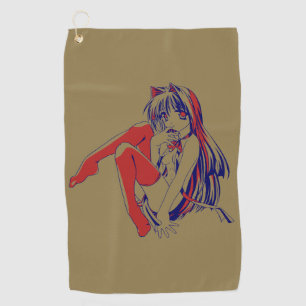 Amerikaanse Manga Neko Catgirl Kawaii Anime Golfhanddoek