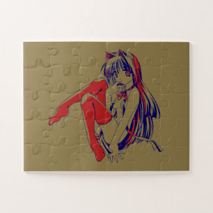 Amerikaanse Manga Neko Catgirl Kawaii Anime Legpuzzel