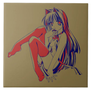 Amerikaanse Manga Neko Catgirl Kawaii Anime Tegeltje