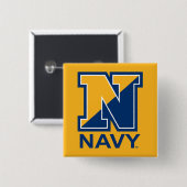 Amerikaanse marine | Navy Initiaal N Vierkante Button 5,1 Cm (Voorkant /achterkant)