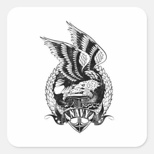 Amerikaanse marineeremmer roze vierkante sticker (Voorkant)