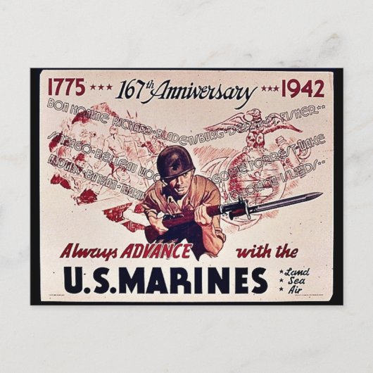Amerikaanse mariniers briefkaart (Voorkant)