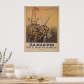 Amerikaanse mariniers - Eerste strijd voor democra Poster (Keuken)