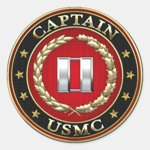 Amerikaanse mariniers: Kapitein (USMC Capt) [3D] Ronde Sticker
