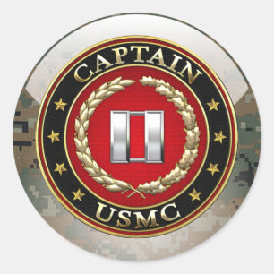 Amerikaanse mariniers: Kapitein (USMC Capt) [3D] Ronde Sticker