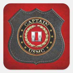 Amerikaanse mariniers: Kapitein (USMC Capt) [3D] Vierkante Sticker