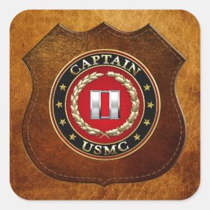 Amerikaanse mariniers: Kapitein (USMC Capt) [3D] Vierkante Sticker