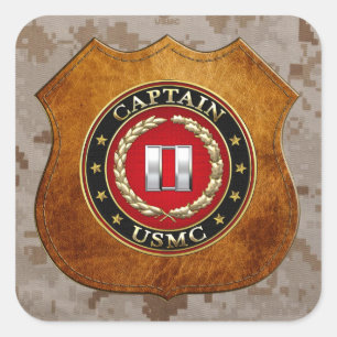 Amerikaanse mariniers: Kapitein (USMC Capt) [3D] Vierkante Sticker