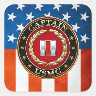 Amerikaanse mariniers: Kapitein (USMC Capt) [3D] Vierkante Sticker