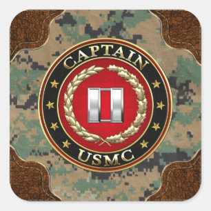Amerikaanse mariniers: Kapitein (USMC Capt) [3D] Vierkante Sticker