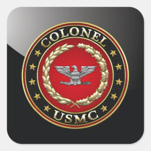 Amerikaanse mariniers: Kolonel (USMC Col) [3D] Vierkante Sticker