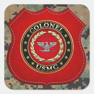 Amerikaanse mariniers: Kolonel (USMC Col) [3D] Vierkante Sticker